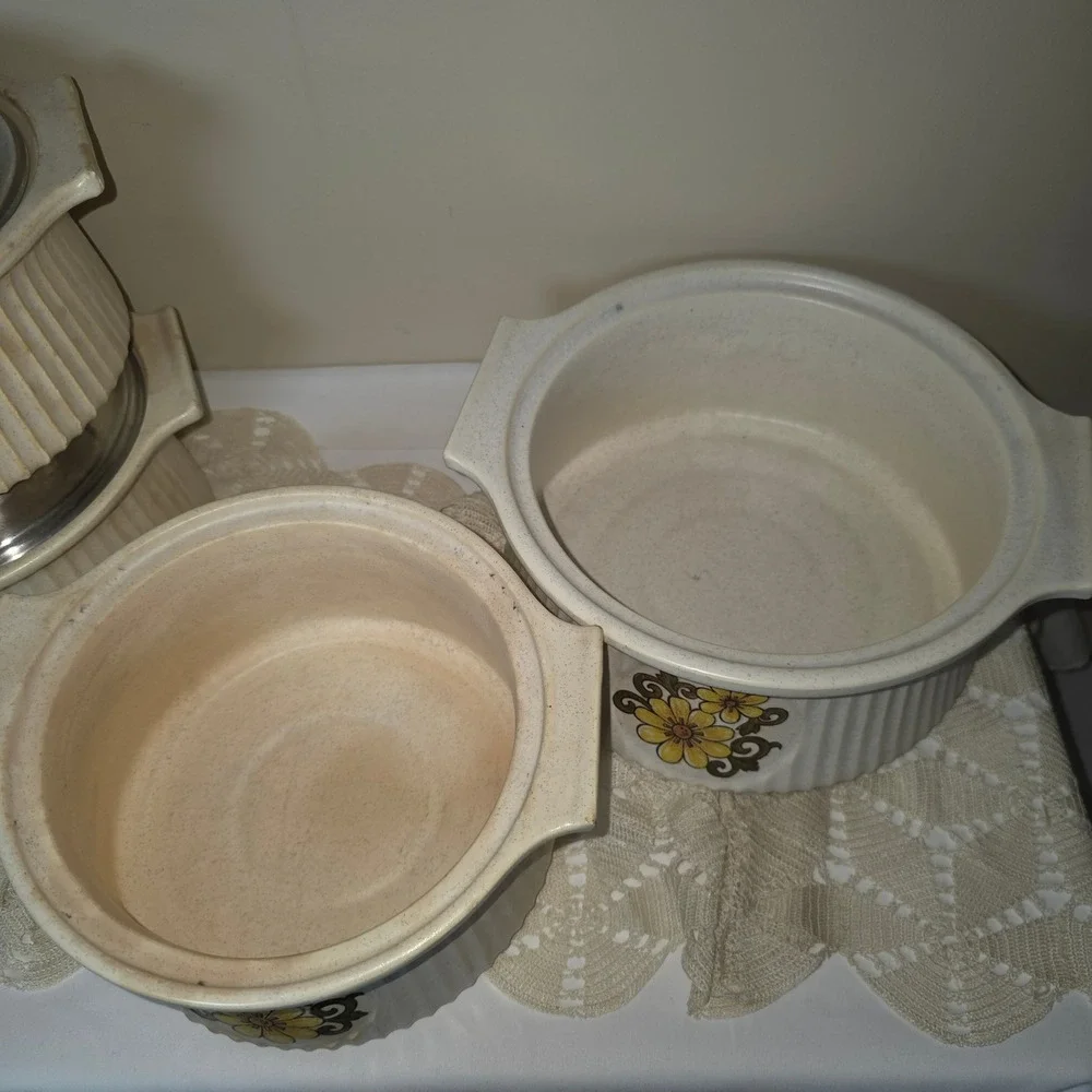 Vintage Festive by International‎ Stoneware Casserole Dish Set Yellow Daisy 6pc